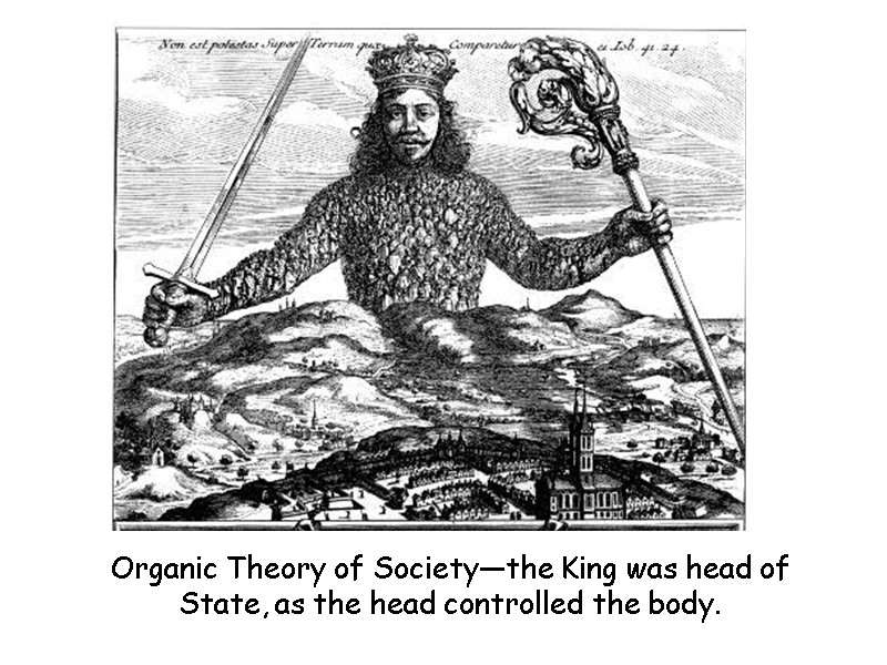 Organic Theory of Society—the King was head of State, as the head controlled the
